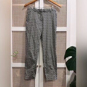 H&M Black & Cream Retro Style Pattern Tapered Leg Mid Rise Slack Pants Size 4
